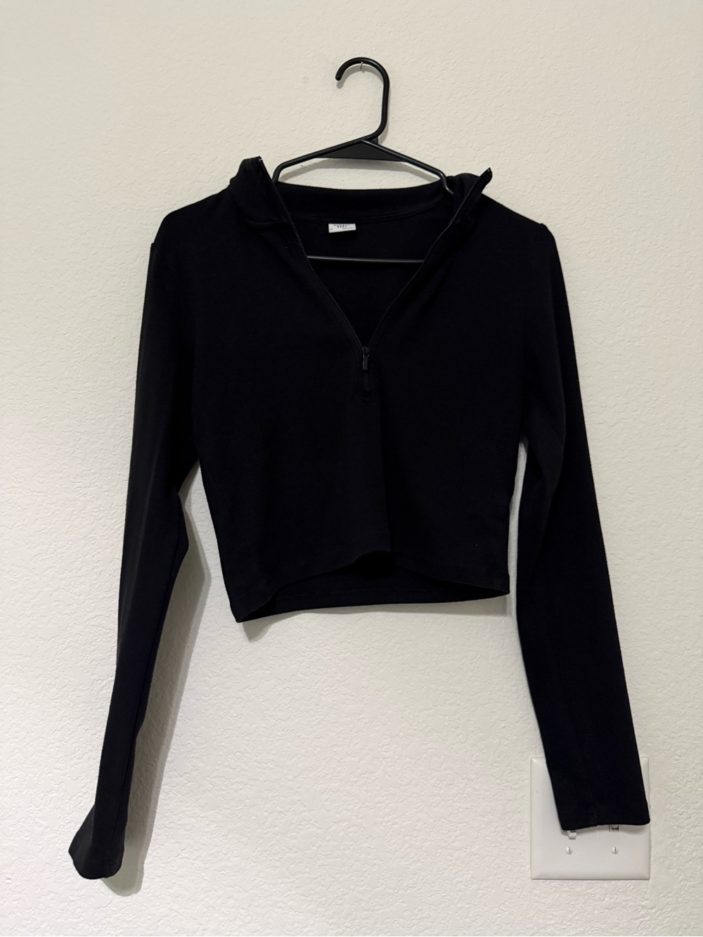 Sunday Best Black Cropped Quarter-Zip Hoodie